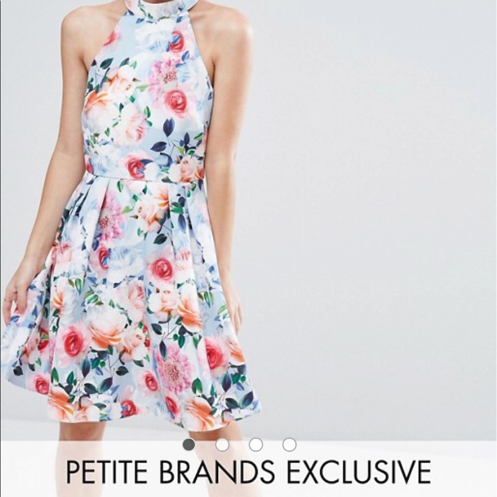 Paper Dolls Petite Floral Printed High Neck Dress